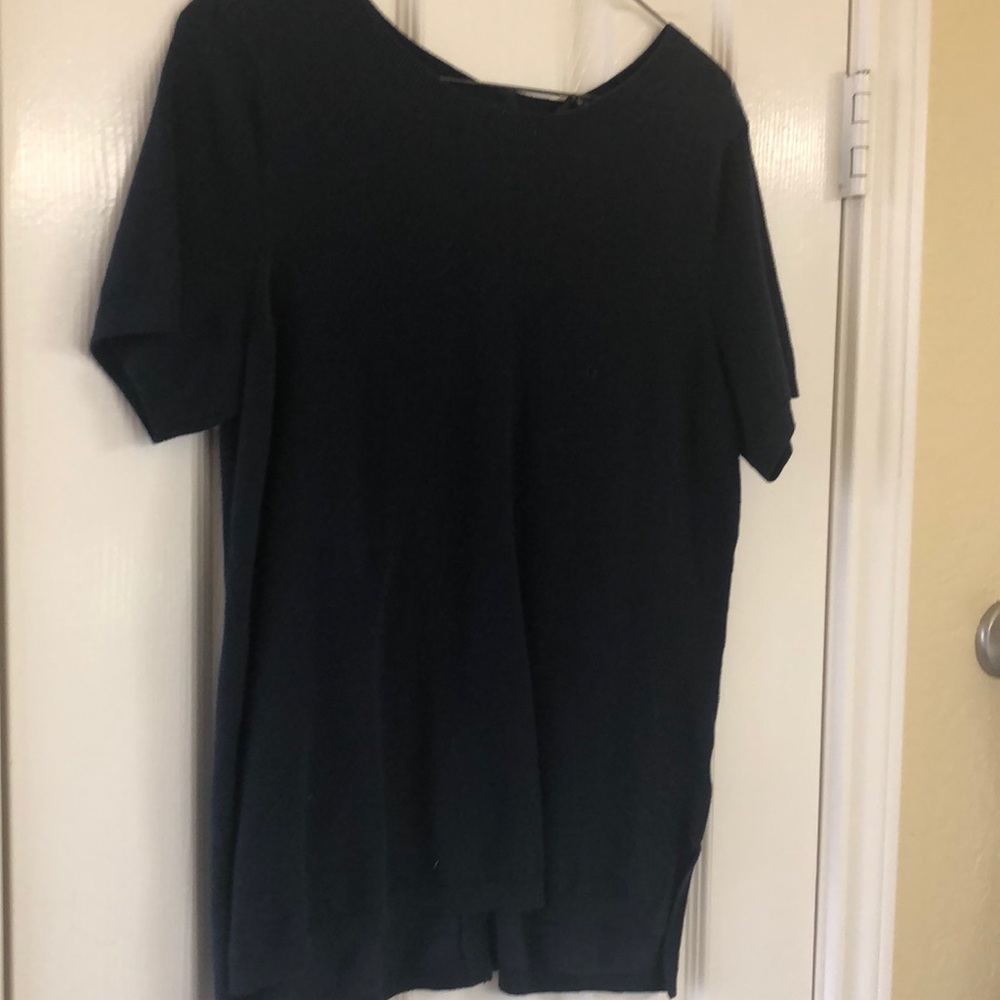 Navy blue shirt sleeve sweater -  Button down back
